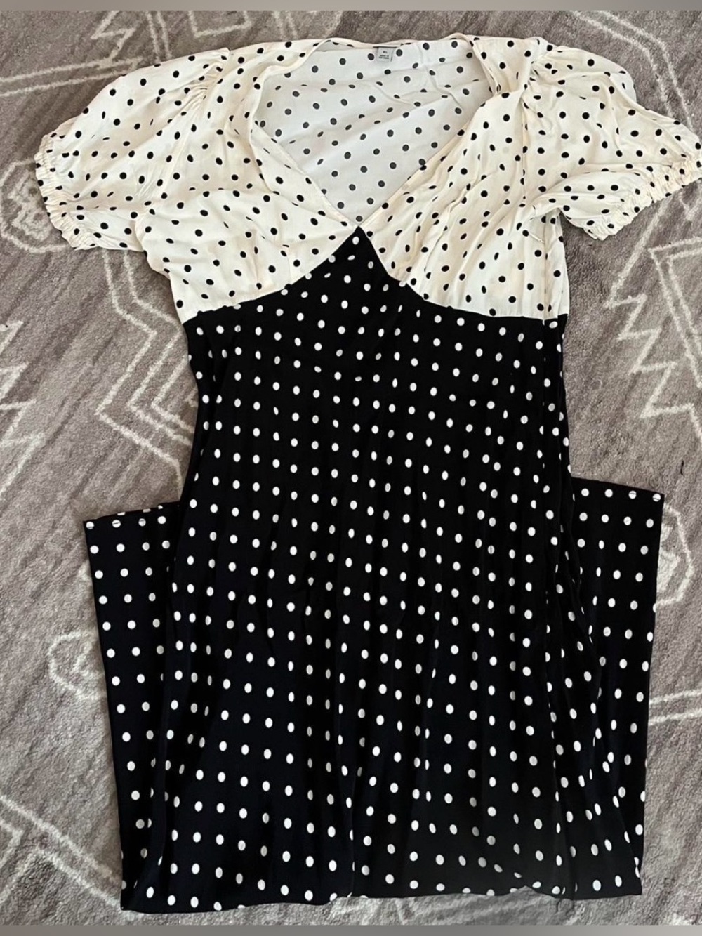 Split Color Polka Dot Midi Dress